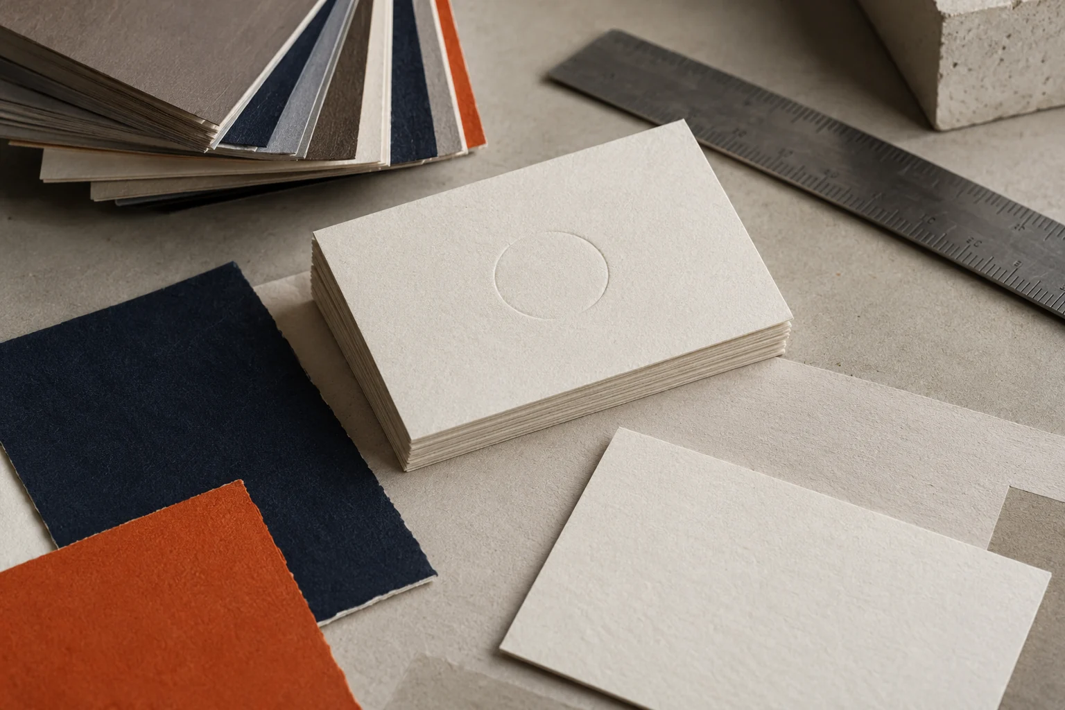 Paper stocks and colour samples for brand design